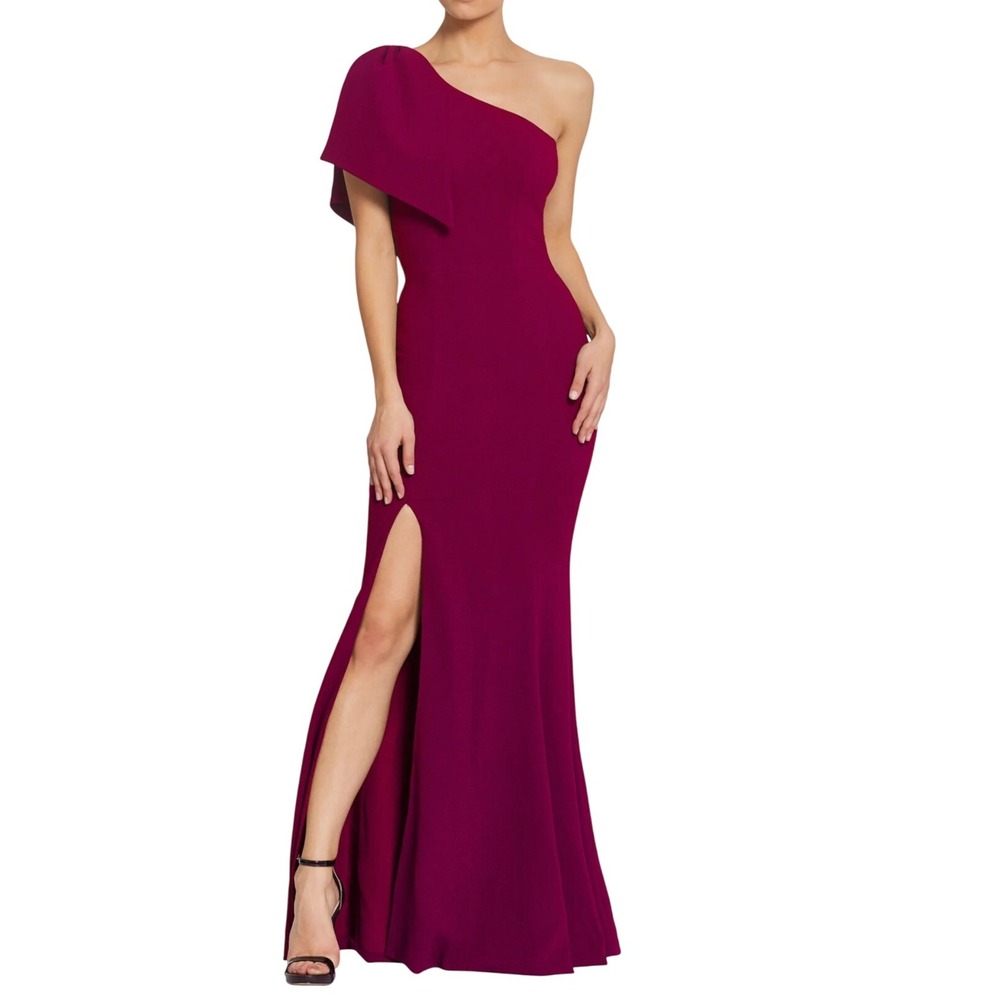 Dress The Population One Shoulder Long Gown Burgundy Size‎ Small